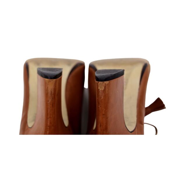 VINTAGE B.MAKOWSKY BROWN GENUINE LEATHER HIGH HEEL ROUND TOE LACES SHOES Sz 6.5M - Picture 10 of 11